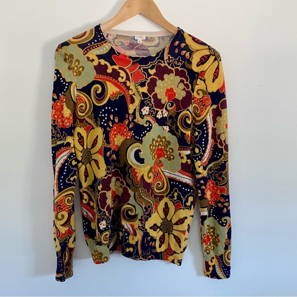 J CREW women’s paisley sweater Sz L